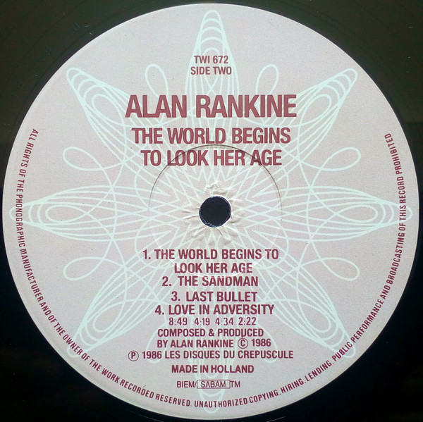 CD Alan Rankine World Begins To Look Her Age VDP1142PROMO  プロモ /00110 Alan Rankine – The World Begins To Look Her Age – Vinyl (LP