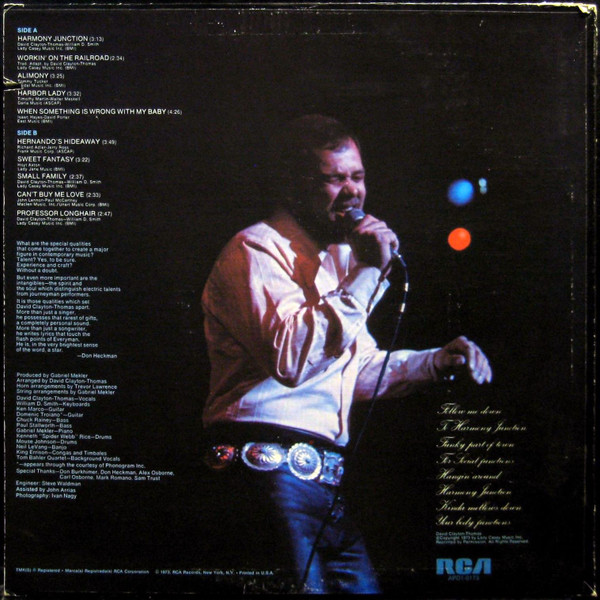 David Clayton-Thomas - David Clayton-Thomas 1973 LP, Album, Quad RCA APD1-0173 N - Picture 2 of 4