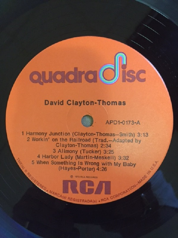 David Clayton-Thomas - David Clayton-Thomas 1973 LP, Album, Quad RCA APD1-0173 N - Picture 3 of 4