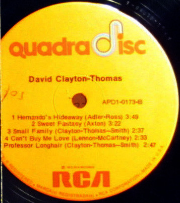 David Clayton-Thomas - David Clayton-Thomas 1973 LP, Album, Quad RCA APD1-0173 N - Picture 4 of 4